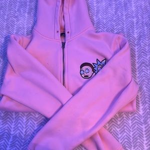 Rick and morty pink zip up